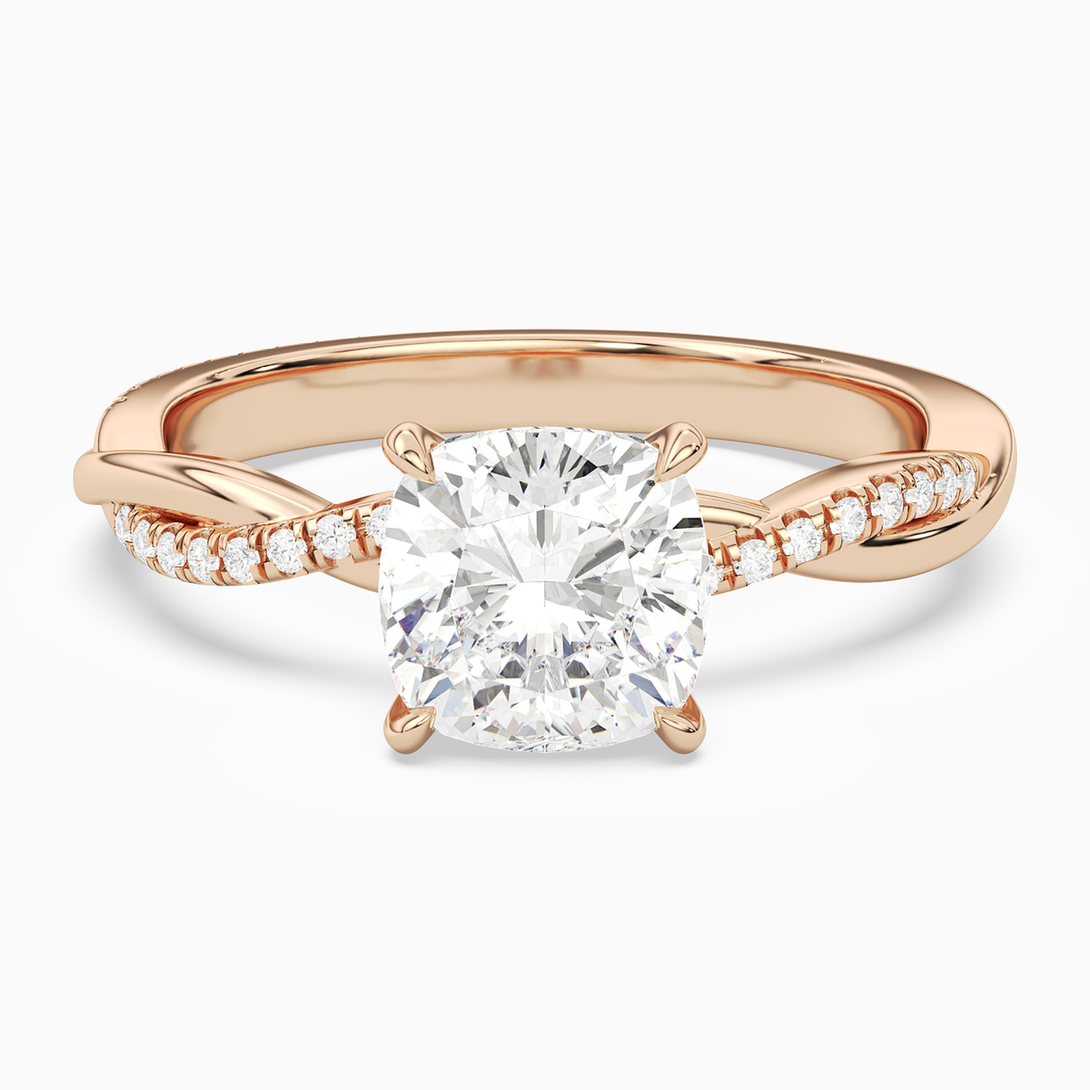 Cushion Twisted Vine Accented in 14K Rose Gold main white