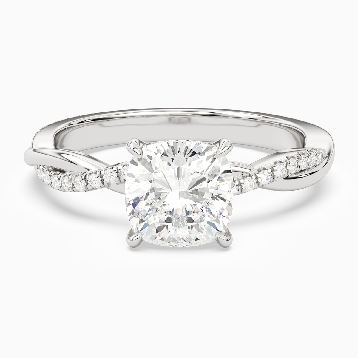 Cushion Twisted Vine Accented in 14K White Gold main white