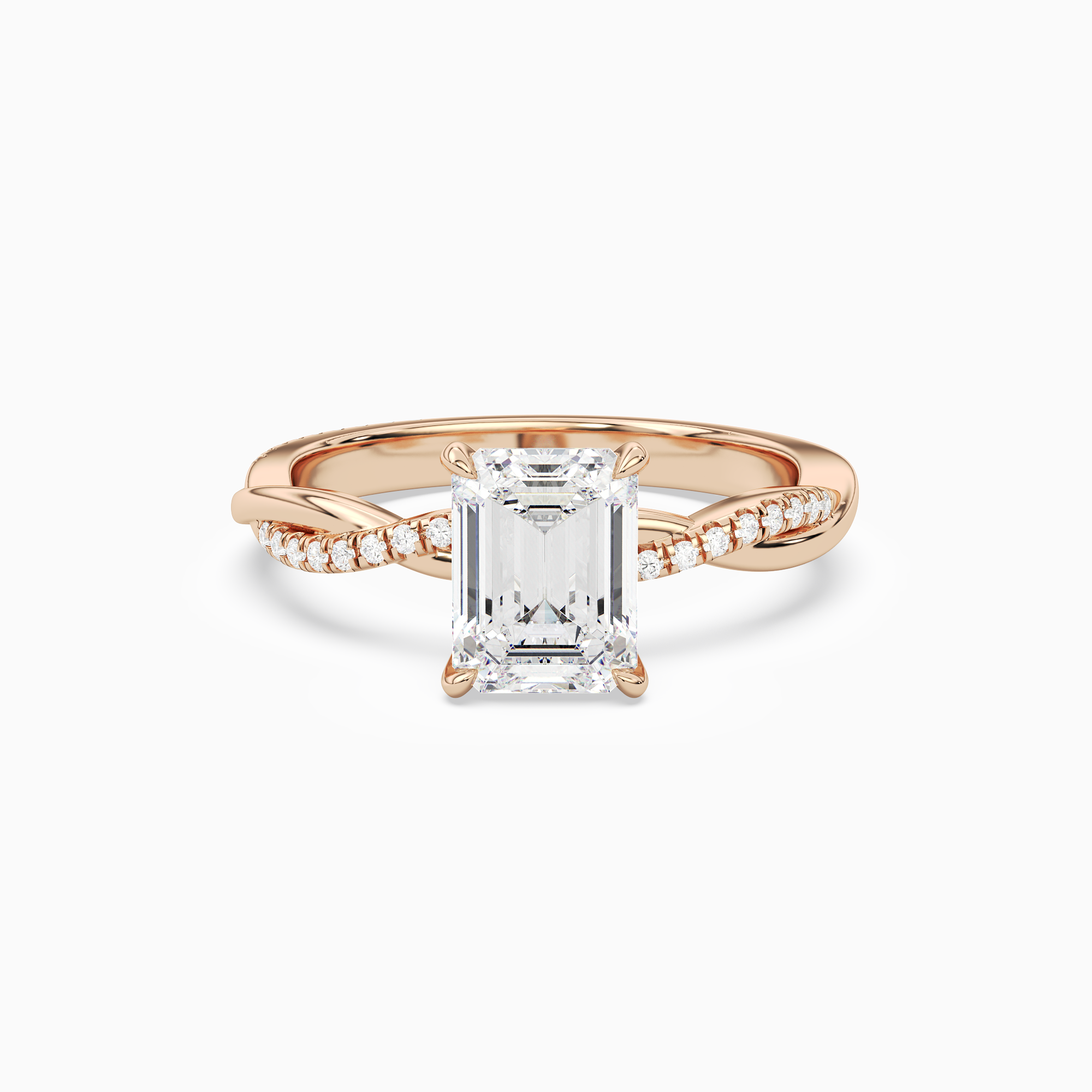 Emerald Twisted Vine Accented in 14K Rose Gold main white