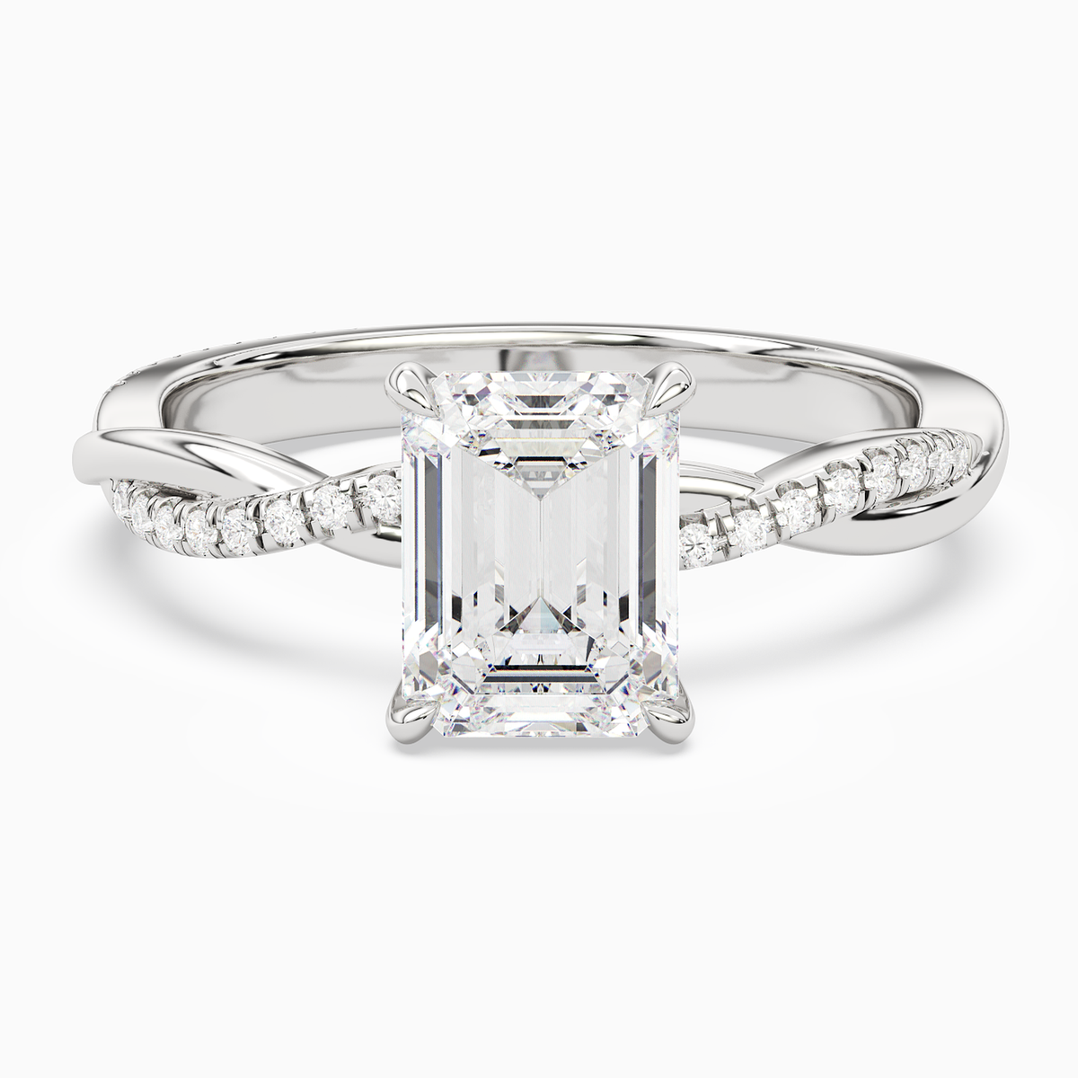 Emerald Twisted Vine Accented in 14K White Gold main white
