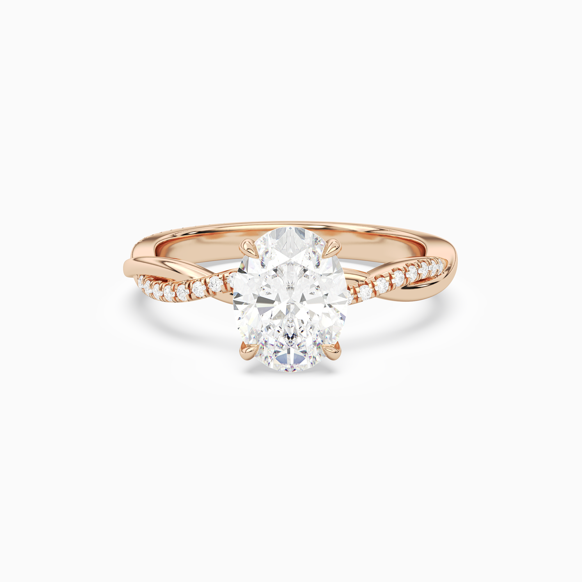 Oval Twisted Vine Accented in 14K Rose Gold main white