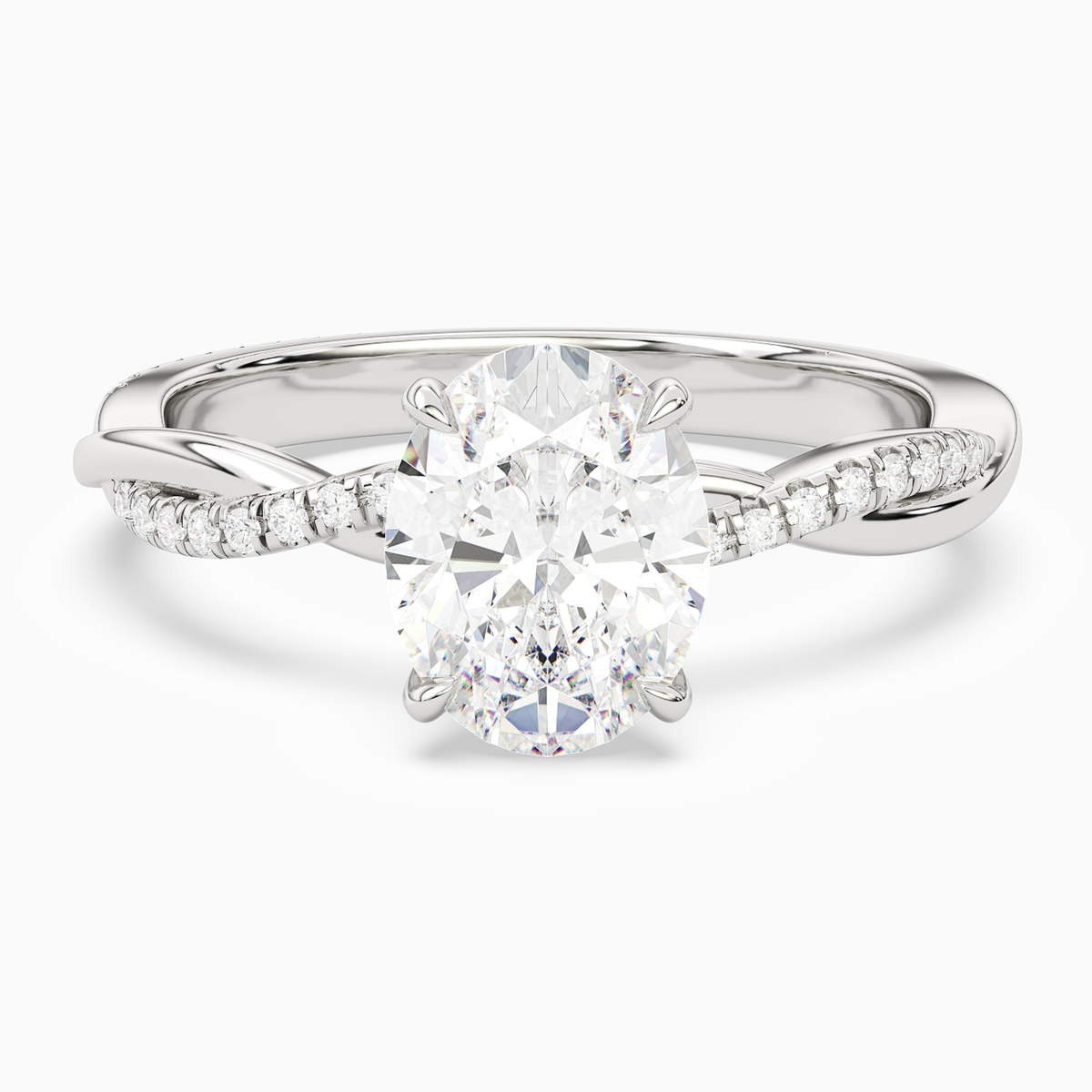Oval Twisted Vine Accented in 14K White Gold main white