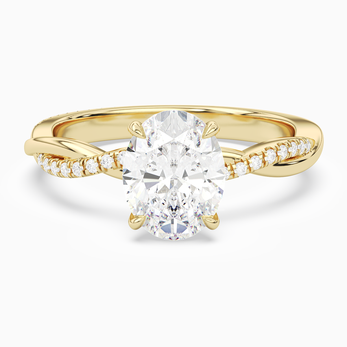 Oval Twisted Vine Accented in 18K Yellow Gold main white