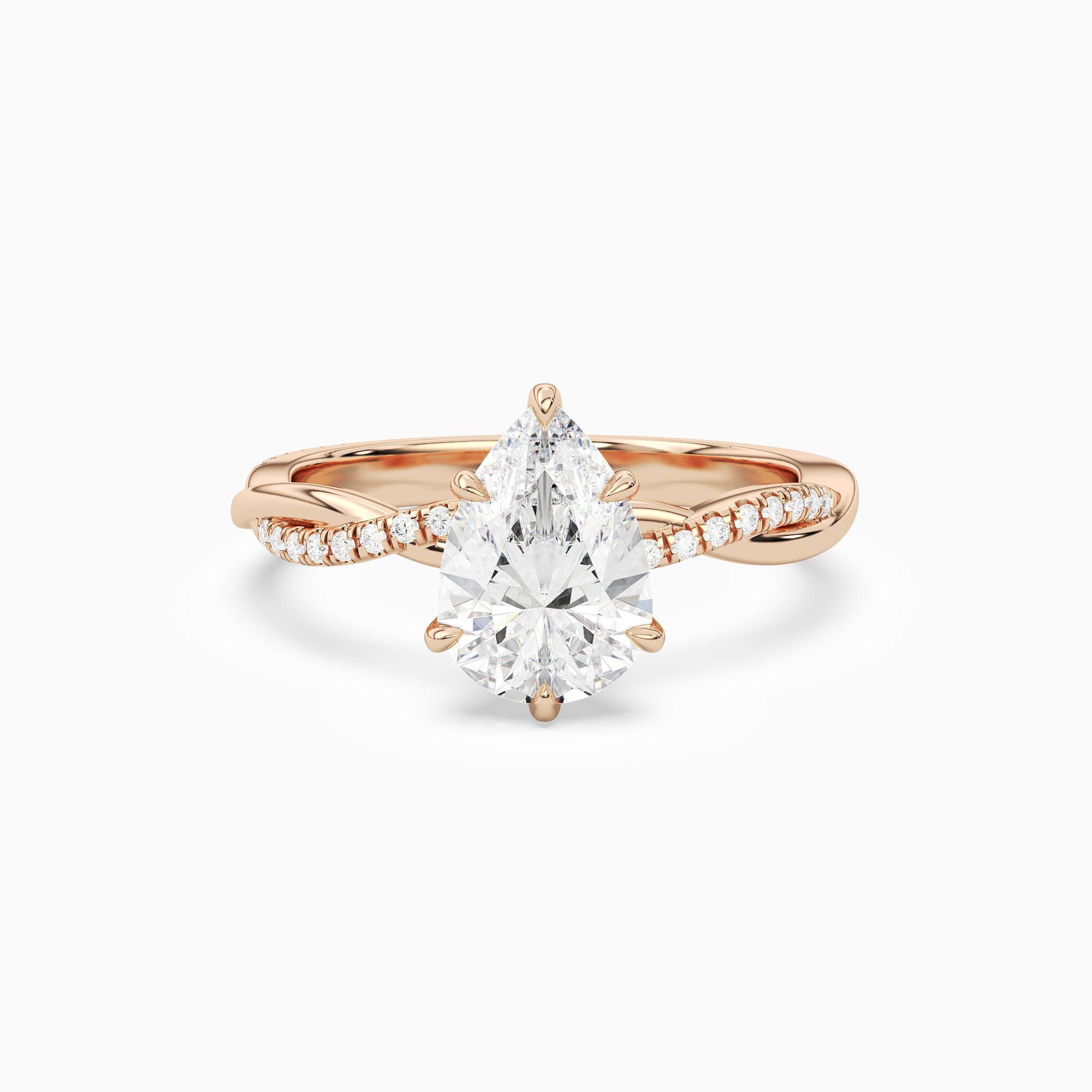 Pear Twisted Vine Accented in 14K Rose Gold main white