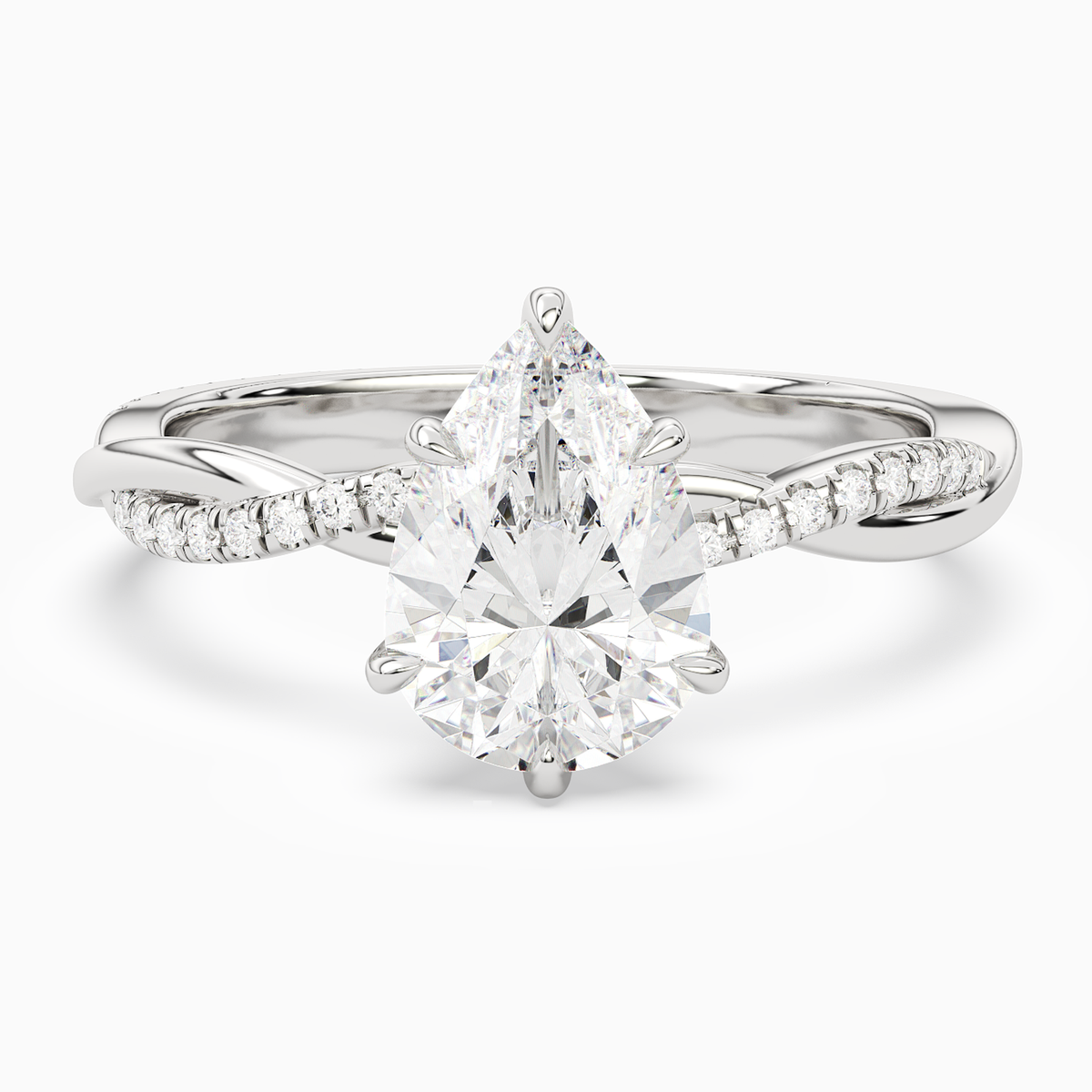 Pear Twisted Vine Accented in 18K White Gold main white