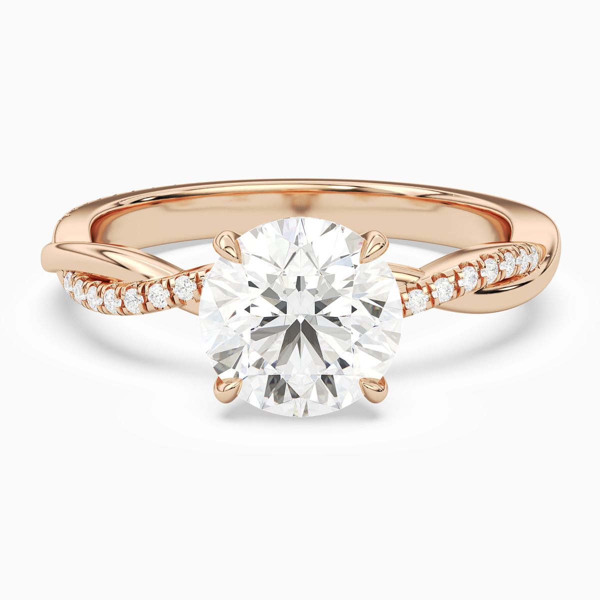 Round Twisted Vine Accented in 14K Rose Gold main white