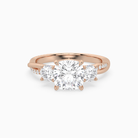 Cushion Twisted Vine Three Stone in 14K Rose Gold main white