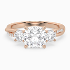 Cushion Twisted Vine Three Stone in 14K Rose Gold main white