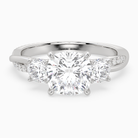 Cushion Twisted Vine Three Stone in 18K White Gold main white