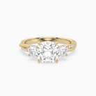 Cushion Twisted Vine Three Stone in 18K Yellow Gold main white