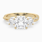 Cushion Twisted Vine Three Stone in 18K Yellow Gold main white