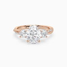 Oval Twisted Vine Three Stone in 14K Rose Gold main white