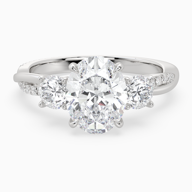 Oval Twisted Vine Three Stone in 14K White Gold main white