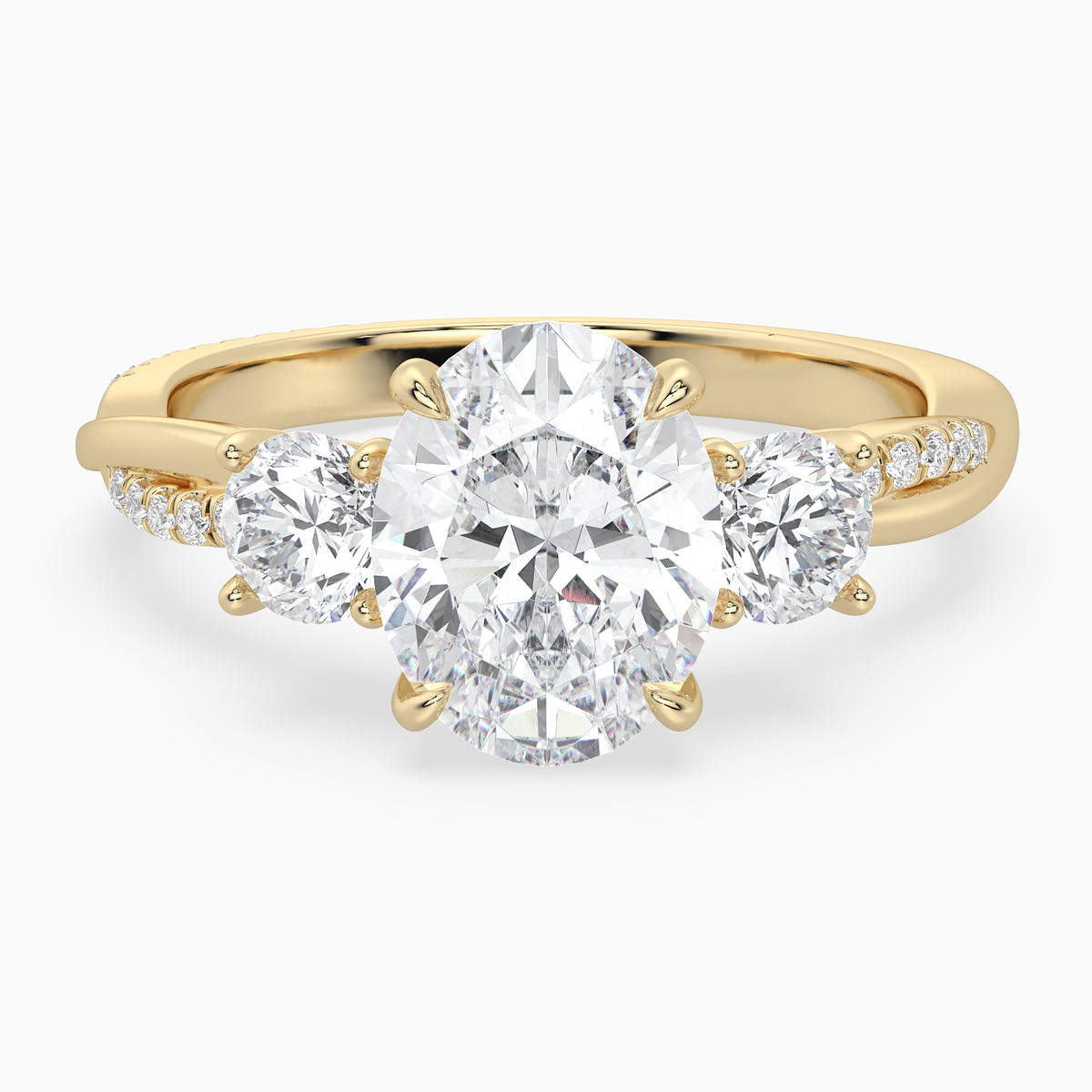 Oval Twisted Vine Three Stone in 18K Yellow Gold main white