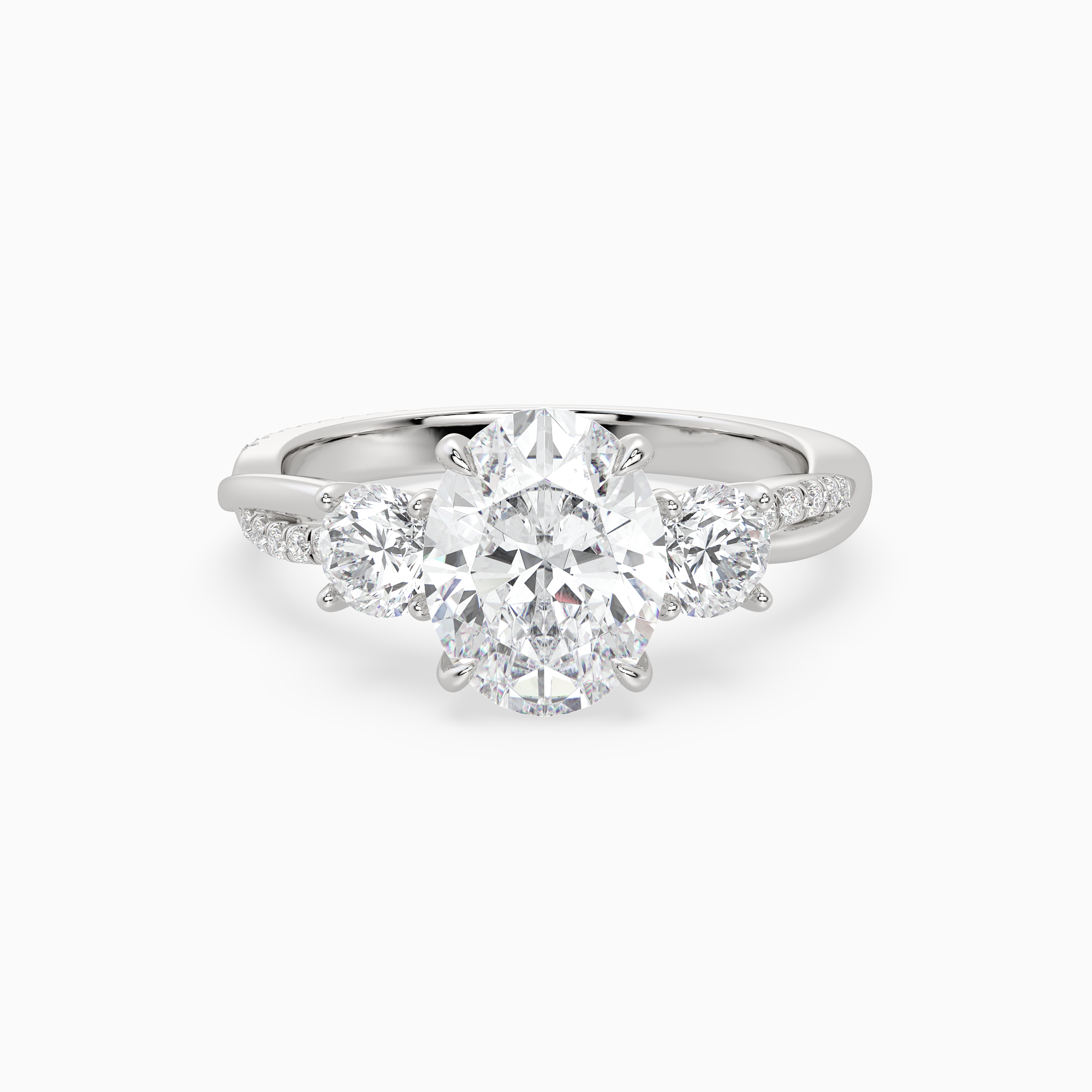 Oval Twisted Vine Three Stone in Platinum main white