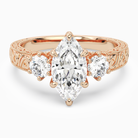 Marquise Engraved Vintage Three Stone in 14K Rose Gold main white