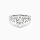 Marquise Engraved Vintage Three Stone in 14K White Gold main white