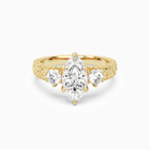 Marquise Engraved Vintage Three Stone in 18K Yellow Gold main white