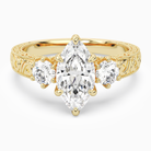 Marquise Engraved Vintage Three Stone in 18K Yellow Gold main white