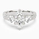 Marquise Engraved Vintage Three Stone in Platinum main white