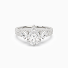 Pear Engraved Vintage Three Stone in 18K White Gold main white