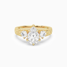 Pear Engraved Vintage Three Stone in 18K Yellow Gold main white