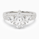 Pear Engraved Vintage Three Stone in Platinum main white