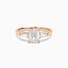 Emerald Baguette Three Stone Large Sides in 14K Rose Gold main white