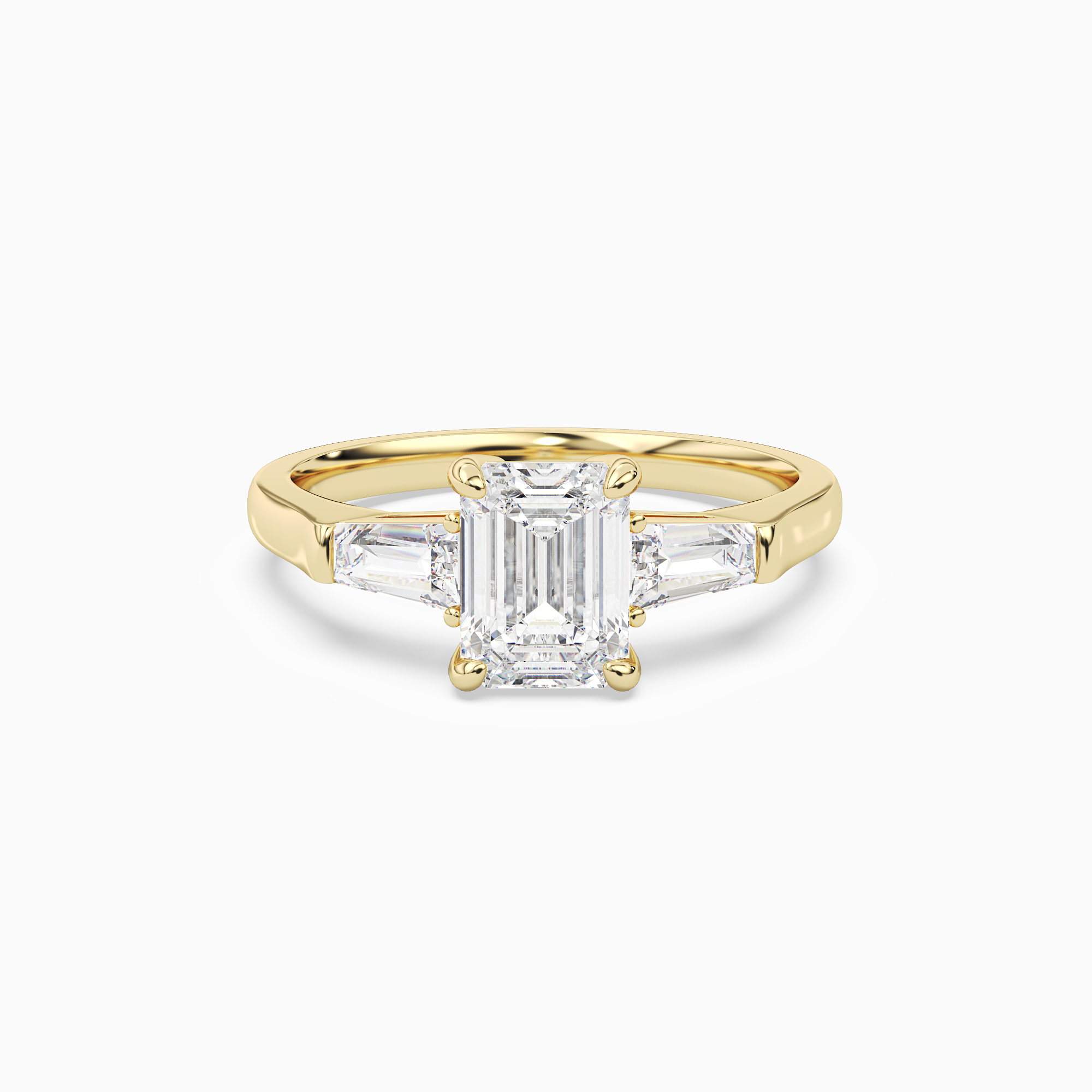 Emerald Baguette Three Stone Large Sides in 18K Yellow Gold main white