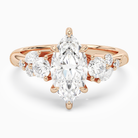 Marquise Composite Three Stone Ring in 14K Rose Gold main white