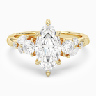 Marquise Composite Three Stone Ring in 14K Yellow Gold main white