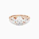 Oval Composite Three Stone Ring in 14K Rose Gold main white