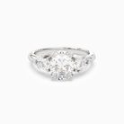 Oval Composite Three Stone Ring in 14K White Gold main white