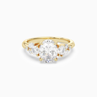 Oval Composite Three Stone Ring in 14K Yellow Gold main white