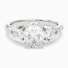Oval Composite Three Stone Ring in Platinum main white