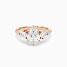 Pear Composite Three Stone Ring in 14K Rose Gold main white