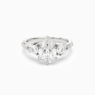 Pear Composite Three Stone Ring in Platinum main white