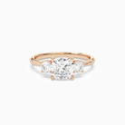Cushion Classic Round Three Stone Large Sides in 14K Rose Gold main white