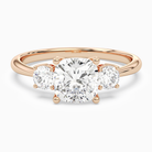 Cushion Classic Round Three Stone Large Sides in 14K Rose Gold main white