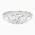 Cushion Classic Round Three Stone Large Sides in 14K White Gold main white