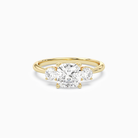 Cushion Classic Round Three Stone Large Sides in 14K Yellow Gold main white