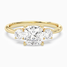 Cushion Classic Round Three Stone Large Sides in 18K Yellow Gold main white