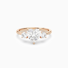 Heart Classic Round Three Stone Large Sides in 14K Rose Gold main white