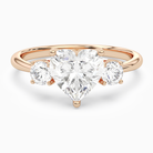 Heart Classic Round Three Stone Large Sides in 14K Rose Gold main white