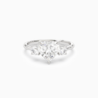 Heart Classic Round Three Stone Large Sides in 14K White Gold main white