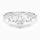 Heart Classic Round Three Stone Large Sides in 14K White Gold main white