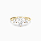 Heart Classic Round Three Stone Large Sides in 14K Yellow Gold main white