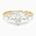 Heart Classic Round Three Stone Large Sides in 14K Yellow Gold main white