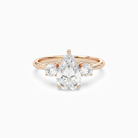 Pear Classic Round Three Stone Large Sides in 14K Rose Gold main white
