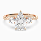 Pear Classic Round Three Stone Large Sides in 14K Rose Gold main white